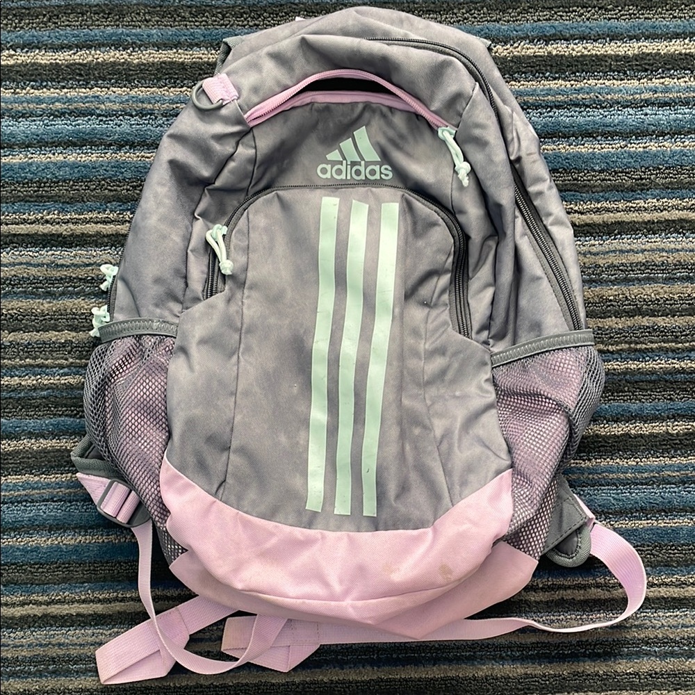Adidas Gray and Pink Backpack